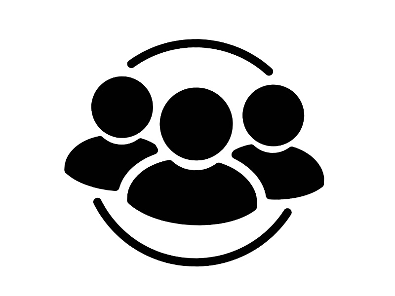three silhouettes in a circle.