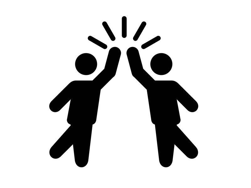 vector icon of two people high-fiving.